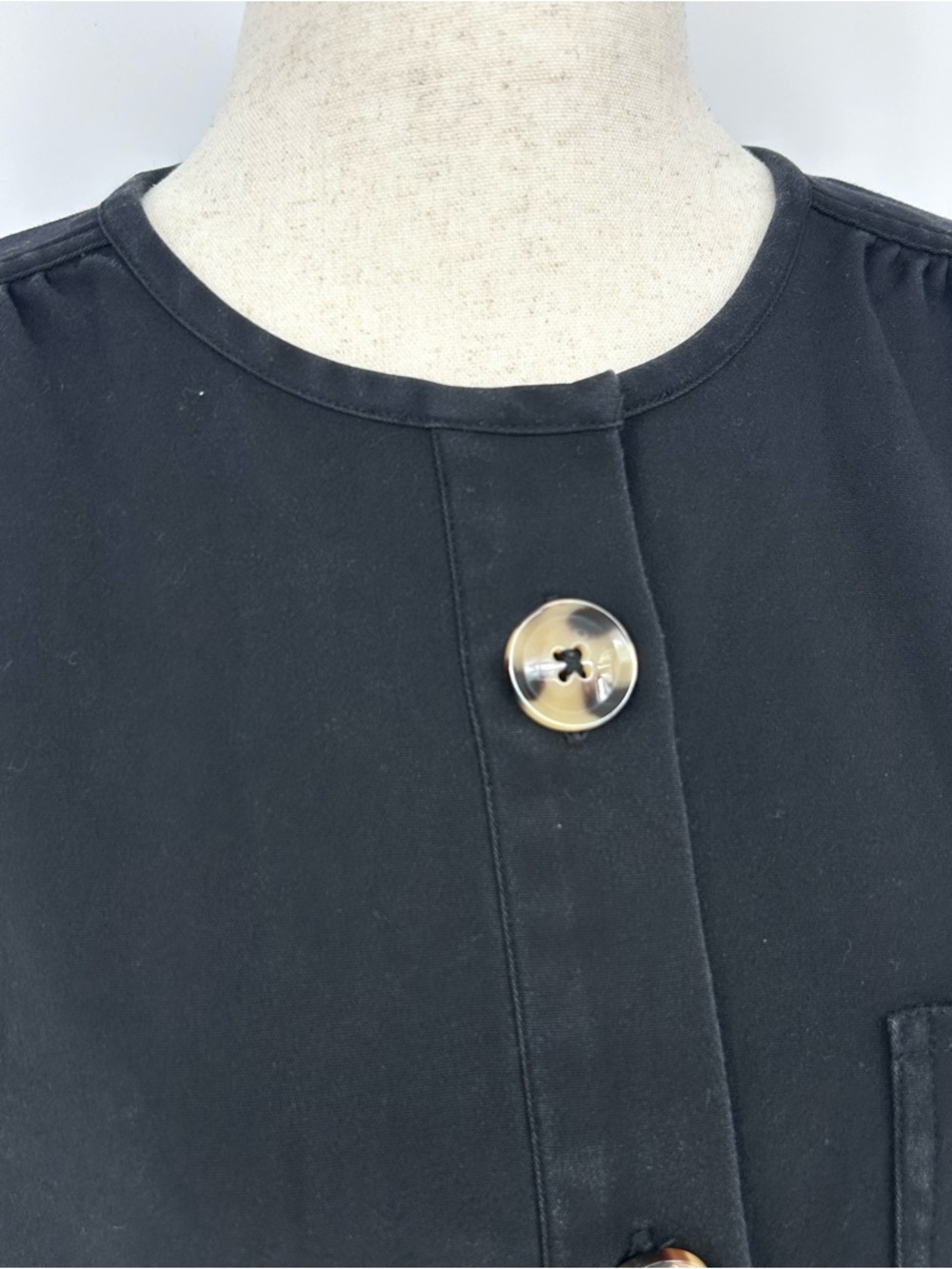 Tuckernuck Black Button Front Mini Dress Oversized Buttons Pocket Shift - Picture 3 of 8